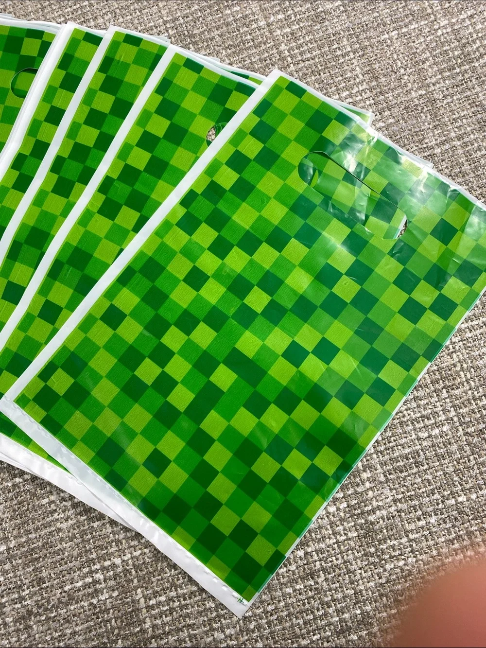 Green Checkered Party Favor Bags - Home Party Supplies party bags mincraft bags